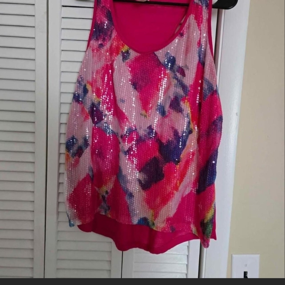 No Boundaries Pink Multicolor Sequin Tank Top
